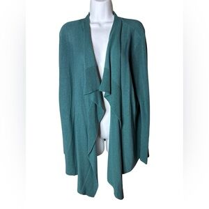Eileen Fisher Womens Waterfall Cardigan Sz XL Green Silk Blend Knit Luxe Chic